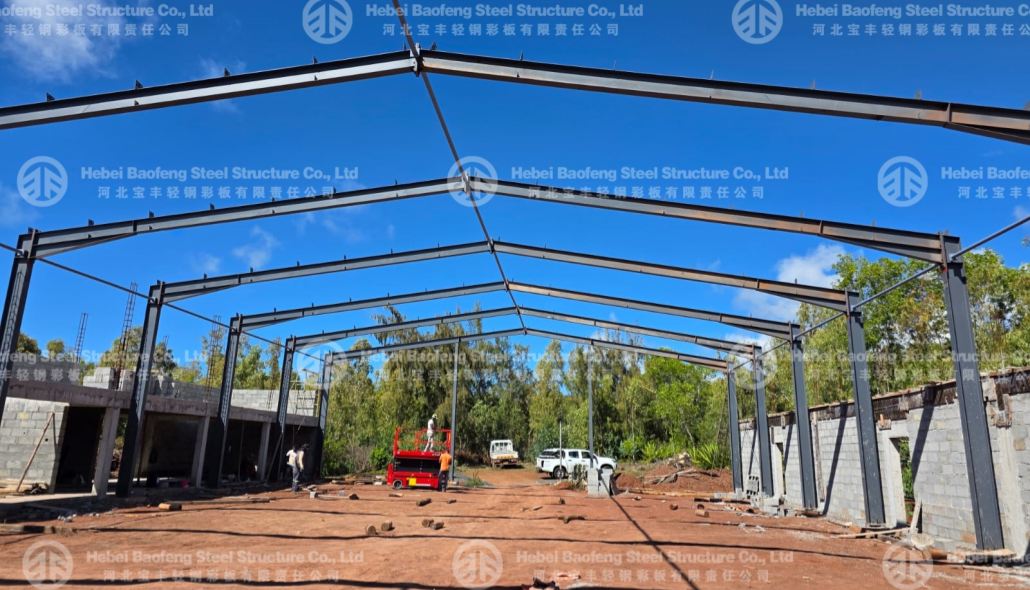 Mauritius Project: Hebei Baofeng Exports 35x20x6m Steel Warehouse to Rodrigues Island